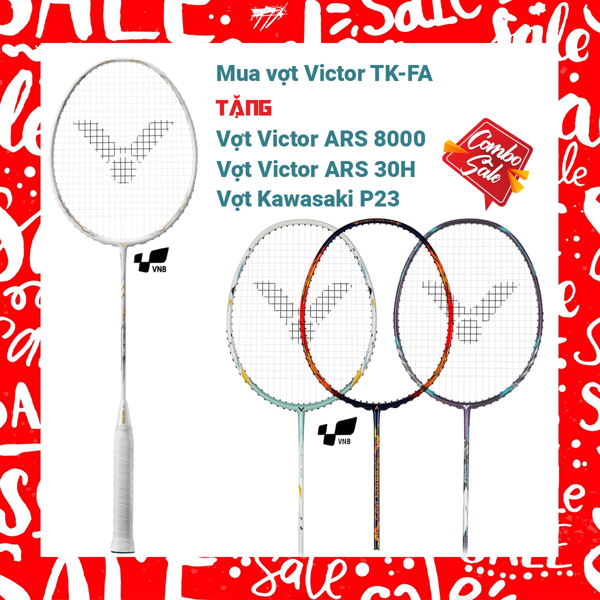 Combo mua vợt cầu lông Victor TK - FA tặng vợt Victor ARS 8000   vợt Victor ARS 30H  Vợt Kawasaki P23