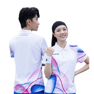 Áo cầu lông Victec FVT03 nam - Trắng hồng