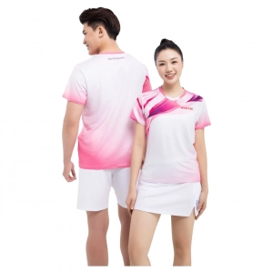 Áo cầu lông Victec PLV-254 Nữ - Trắng hồng