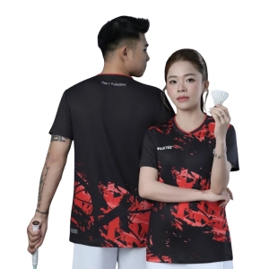 Áo cầu lông Victec Strike On VIC02 nam - Đen đỏ