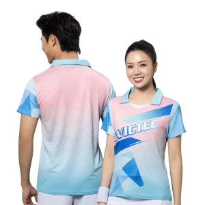 Áo cầu lông Victec Twist BAV01 nam - Hồng xanh