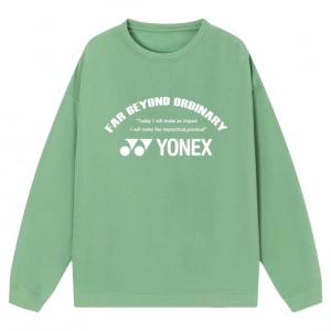 Áo nỉ lót bông tay dài Yonex chữ trắng - Xanh lá