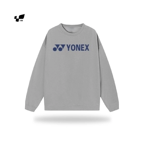 Áo nỉ lót bông tay dài Yonex logo chữ - Xám (2 mặt)