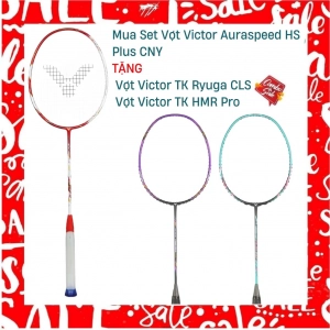 Combo mua set vợt cầu lông Victor  Auraspeed HS Plus CNY tặng Vợt Victor TK Ryuga CLS + Vợt Victor TK HMR Pro