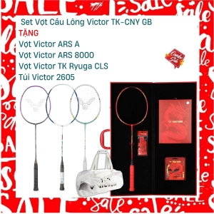 Combo Mua Set Vợt Cầu Lông Victor TK-CNY GB Tặng Vợt Victor ARS 8000 + Vợt Victor ARS A + Vợt Victor TK Ryuga CLS + Túi Victor 2605