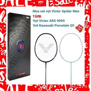 Combo mua set vợt Victor Spider Man tặng vợt Victor ARS 9000   vợt Kawasaki Porcelain Q5