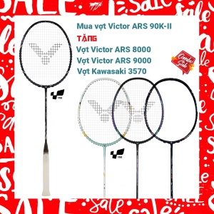 Combo mua vợt cầu lông Victor ARS 90K II tặng vợt Victor ARS 8000   vợt Victor ARS 9000   Vợt Kawasaki 3570