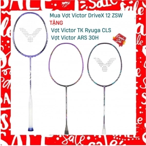 Combo mua vợt cầu lông Victor DriveX 12 ZSW tặng vợt Victor ARS 30H + vợt Victor TK Ryuga CLS