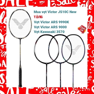 Combo Mua Vợt Cầu Lông Victor JS10C new tặng vợt Victor ARS 9990K   vợt Victor 9000   vợt Kawasaki 3570