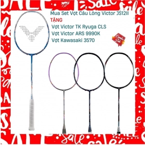 Combo Mua Vợt Cầu Lông Victor JS12II Tặng Vợt Victor ARS 9990K + Vợt Victor TK Ryuga CLS + Vợt Kawasaki 3570