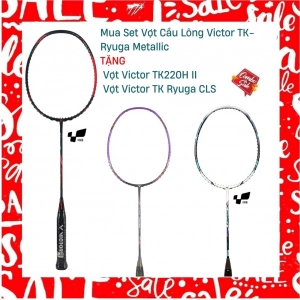Combo Mua Vợt Cầu Lông Victor TK-Ryuga Metallic Tặng Vợt Victor TK220H II + Vợt Victor TK Ryuga CLS