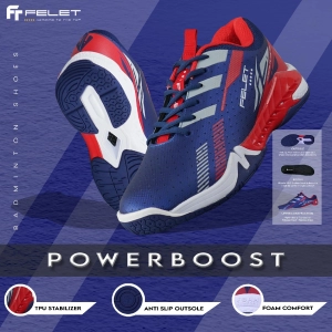 Giày cầu lông Felet Power Boost (Blue/red) chính hãng	