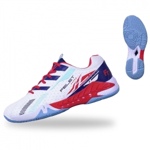 Giày cầu lông Felet Power Boost (Wht/blue/red) chính hãng	