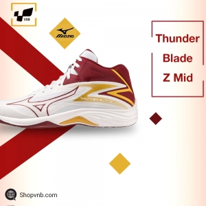 Giày cầu lông Mizuno Thunder Blade Z Mid - Trắng đỏ vàng chính hãng (V1GA237545)	