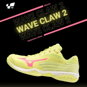 Giày cầu lông Mizuno Wave Claw 2 - Vàng chanh hồng chính hãng (71GA211023)	