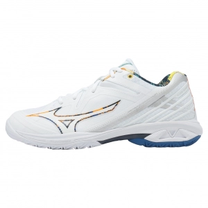 Giày cầu lông Mizuno Wave Claw 3 - Trắng cam xanh chính hãng (71GA244333)