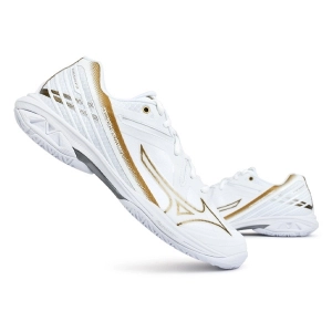 Giày cầu lông Mizuno Wave Claw 3 - Trắng vàng bạc chính hãng (71GA244341)