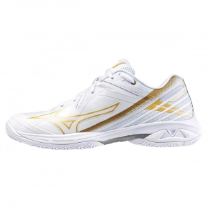 Giày cầu lông Mizuno Wave Claw 3 - Trắng vàng bạc chính hãng (71GA244341)