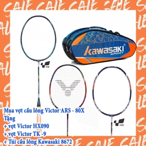 Combo mua vợt cầu lông Victor ARS - 80X tặng vợt Victor HX090   vợt Victor TK -9   Túi cầu lông Kawasaki 8672