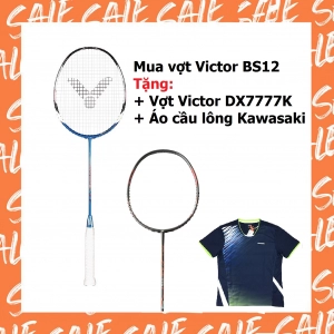 Combo mua vợt cầu lông Victor BS12 tặng vợt Victor DX7777 + Áo Kawasaki