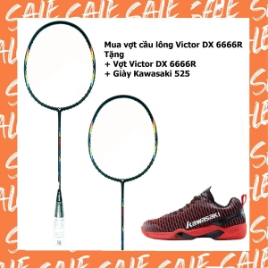 Combo mua vợt cầu lông Victor DX 6666R tặng vợt Victor DX 6666R   giày Kawasaki 525