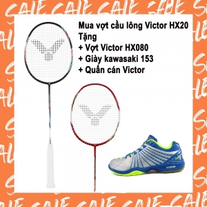 Combo mua vợt cầu lông Victor HX 20 tặng vợt Victor HX080   giày Kawasaki 153   quấn cán Victor