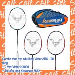 Combo mua vợt cầu lông Victor Jetspeed 10 tặng 2 vợt Victor HX090   Túi Kawasaki 8672