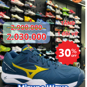 Giày tennis Mizuno Wave Intense Tour 5 AC - Xanh vàng chính hãng (61GA190030) - Size: 43
