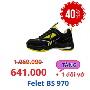 Giày cầu lông Felet BS 970 - Đen vàng chính hãng - Size: 40