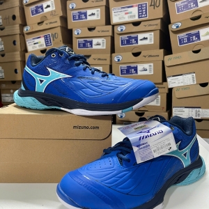 Giày Cầu Lông Mizuno Wave Fang 2 - Xanh Trắng Chính Hãng (71GA231301) - Size: 37