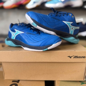 Giày Cầu Lông Mizuno Wave Fang 2 - Xanh Trắng Chính Hãng (71GA231301) - Size: 39
