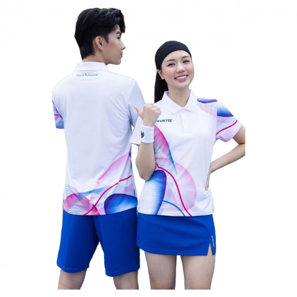Áo cầu lông Victec FVT03 Nữ - Trắng hồng