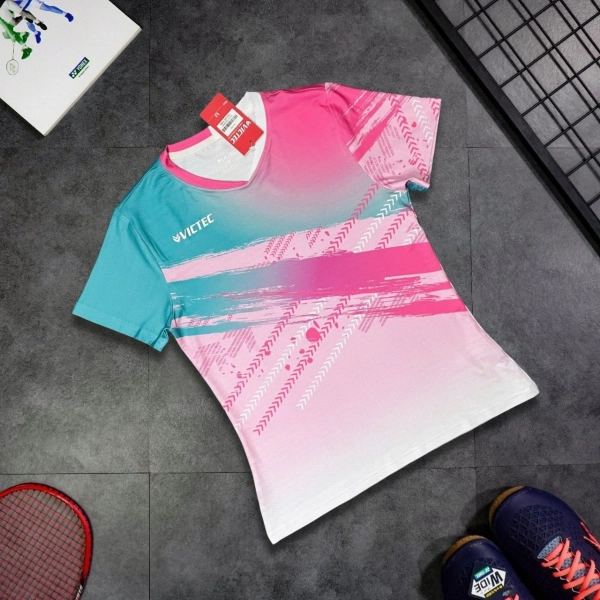 Áo cầu lông Victec PLV-252 Nữ - Trắng hồng
