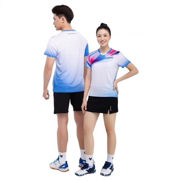 Áo cầu lông Victec PLV-254 Nam - Trắng xanh