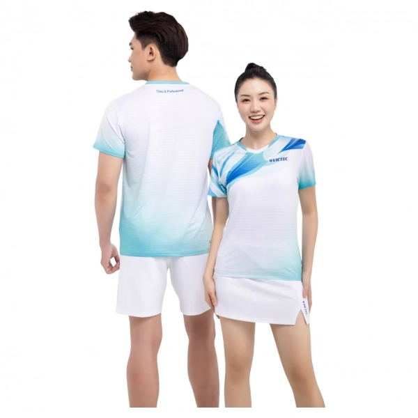 Áo cầu lông Victec PLV-254 Nữ - Trắng xanh ngọc