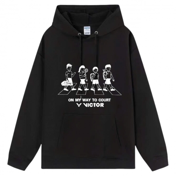 Áo hoodie lót bông Victor Vic02 - Đen