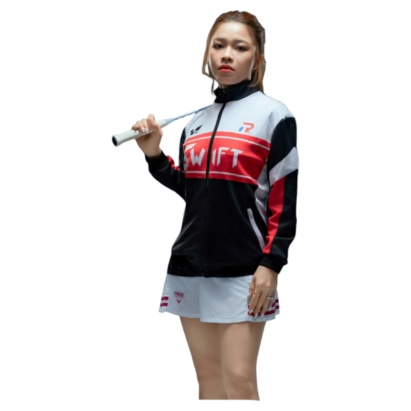 Áo khoác cầu lông Taro TR025-AK01 nữ - Trắng đen chính hãng