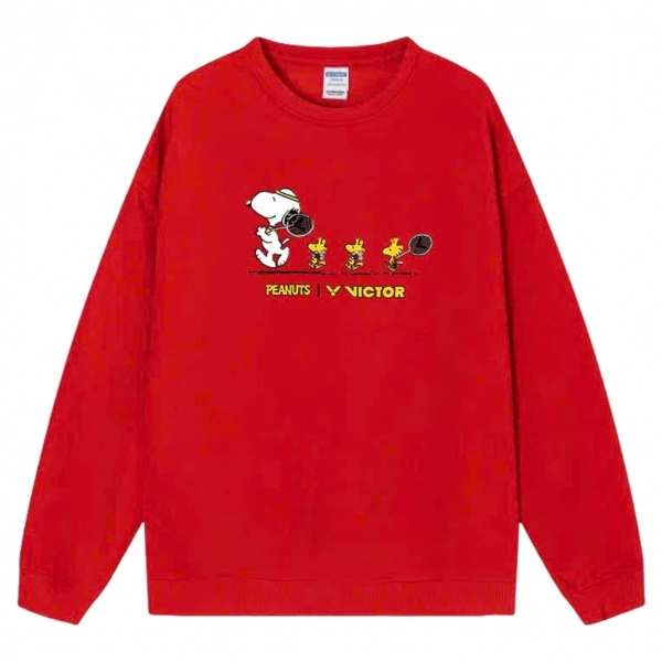 Áo Nỉ Lót Bông Tay Dài Victor Hình Peanuts - Đỏ