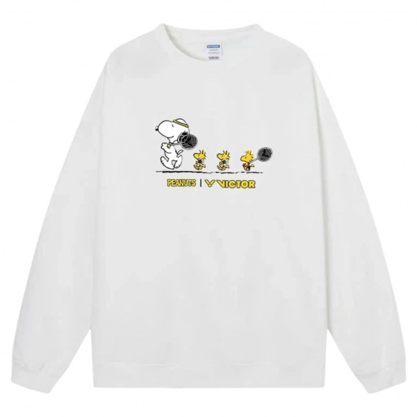 Áo Nỉ Lót Bông Tay Dài Victor Hình Peanuts - Trắng