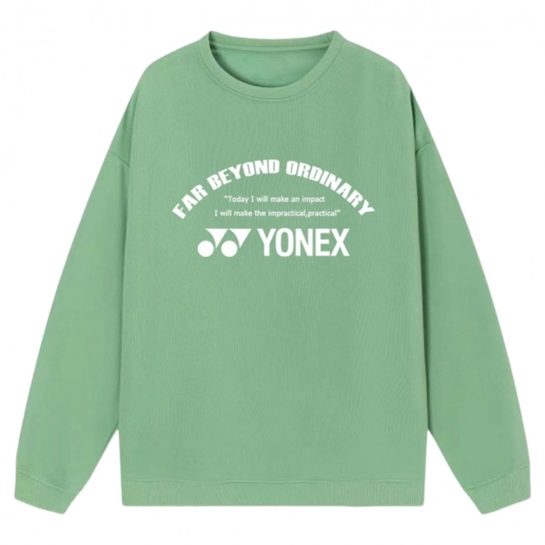 Áo nỉ lót bông tay dài Yonex chữ trắng - Xanh lá