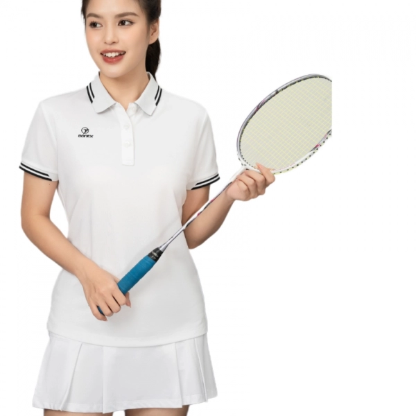 Áo Tennis Donex Pro AC-3808 Nữ Trắng Phối Đen Chính Hãng