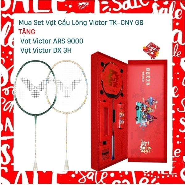 Combo Mua Set Vợt Cầu Lông Victor TK-CNY GB Tặng Vợt Victor DX 3H + Vợt Victor ARS 9000