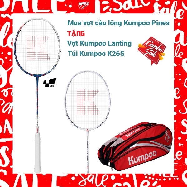 Combo mua vợt cầu lông Kumpoo Pines Tặng Vợt Kumpoo Lanting + Túi Kumpoo K26S Đỏ