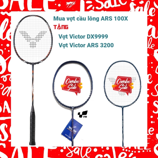 Combo Mua Vợt Cầu Lông Victor ARS 100X Tặng Vợt Victor ARS 3200 + Tặng Vợt DX9999