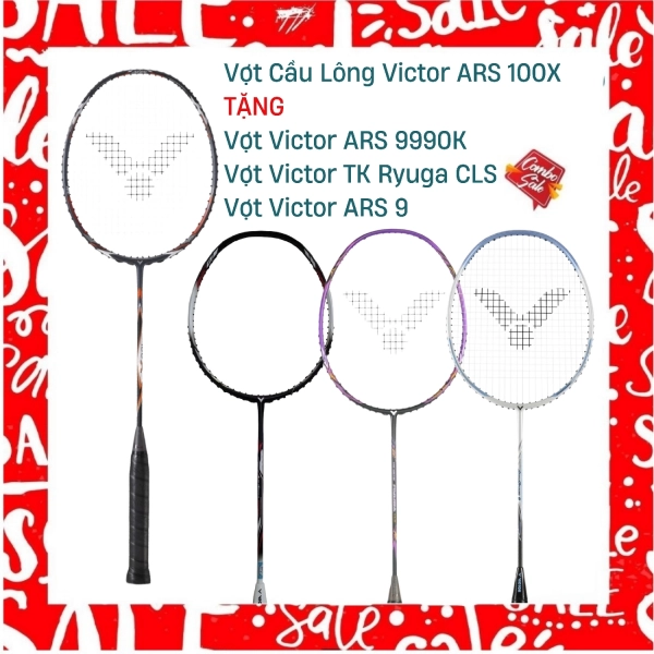 Combo Mua Vợt Cầu Lông Victor ARS 100X Tặng Vợt Victor ARS 9990K + Vợt Victor TK Ryuga CLS + Vợt Victor ARS 9