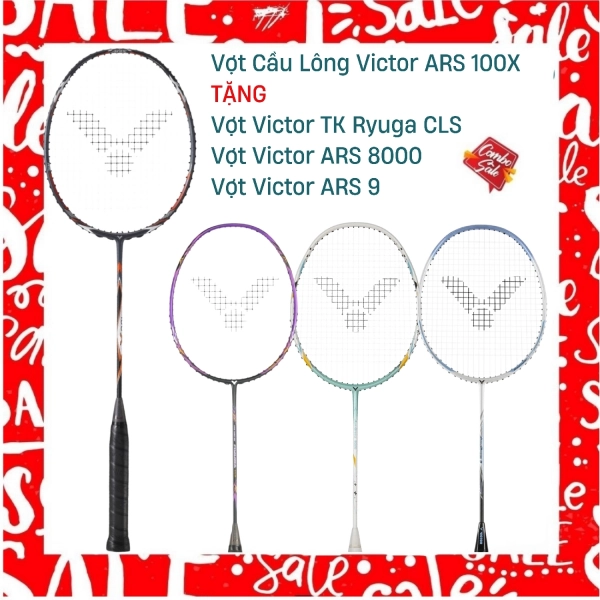 Combo Mua Vợt Cầu Lông Victor ARS 100X Tặng Vợt Victor TK Ryuga CLS + Vợt Victor ARS 8000 + Vợt Victor ARS 9