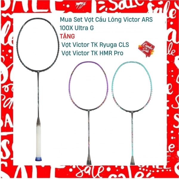 Combo Mua Vợt Cầu Lông Victor ARS 100X Ultra G Tặng Vợt Victor TK Ryuga CLS + Vợt Victor TK HMR Pro