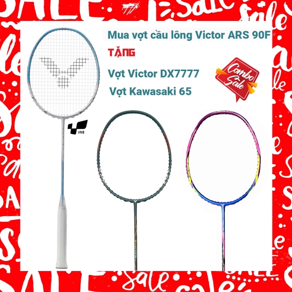 Combo mua vợt cầu lông Victor ARS 90F tặng vợt Victor DX7777 + vợt Kawasaki 65