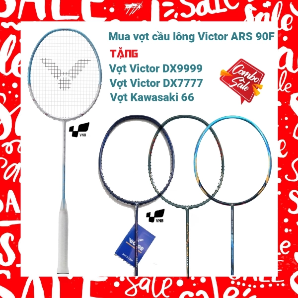 Combo mua vợt cầu lông Victor ARS 90F tặng vợt Victor DX7777 + vợt Victor DX9999 + vợt Kawasaki 66