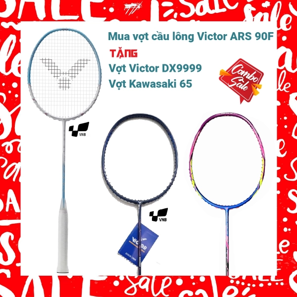 Combo mua vợt cầu lông Victor ARS 90F tặng vợt Victor DX9999 + vợt Kawasaki 65